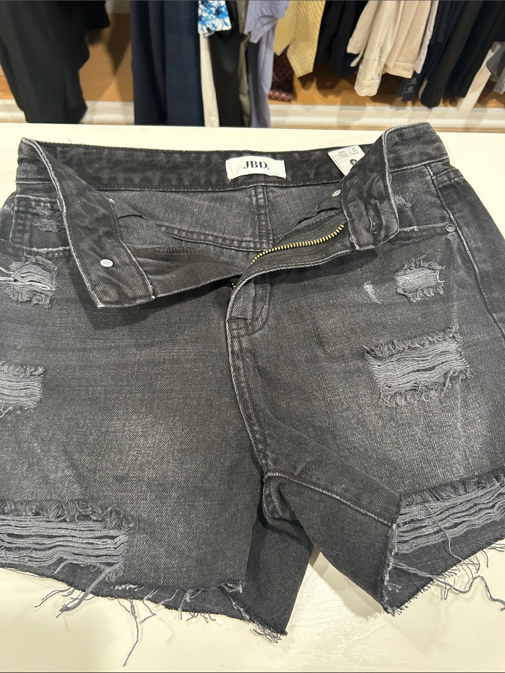 Just Black Distressed Black Jean Shorts